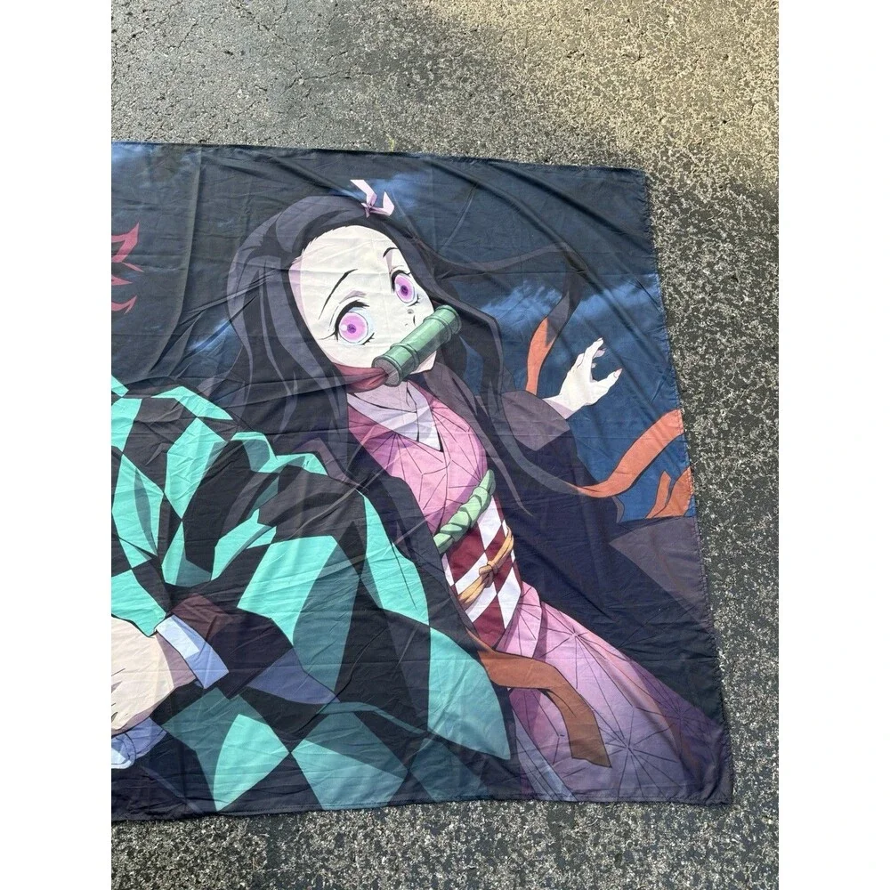 Huge 81x53 Demon Slayer Tanjiro & Nezuko Wall Tapestry Banner Anime